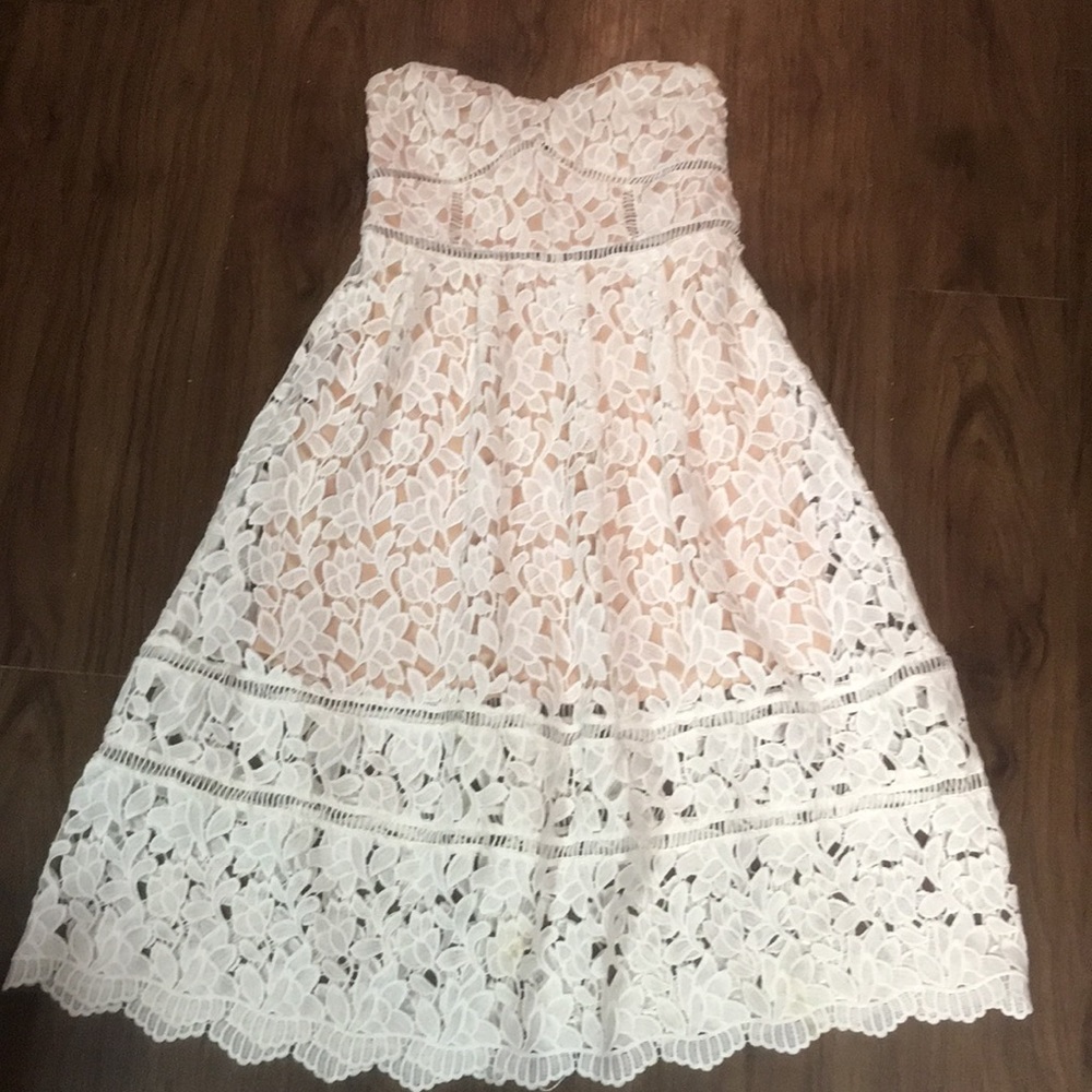 LULUS Strapless Lace Dress